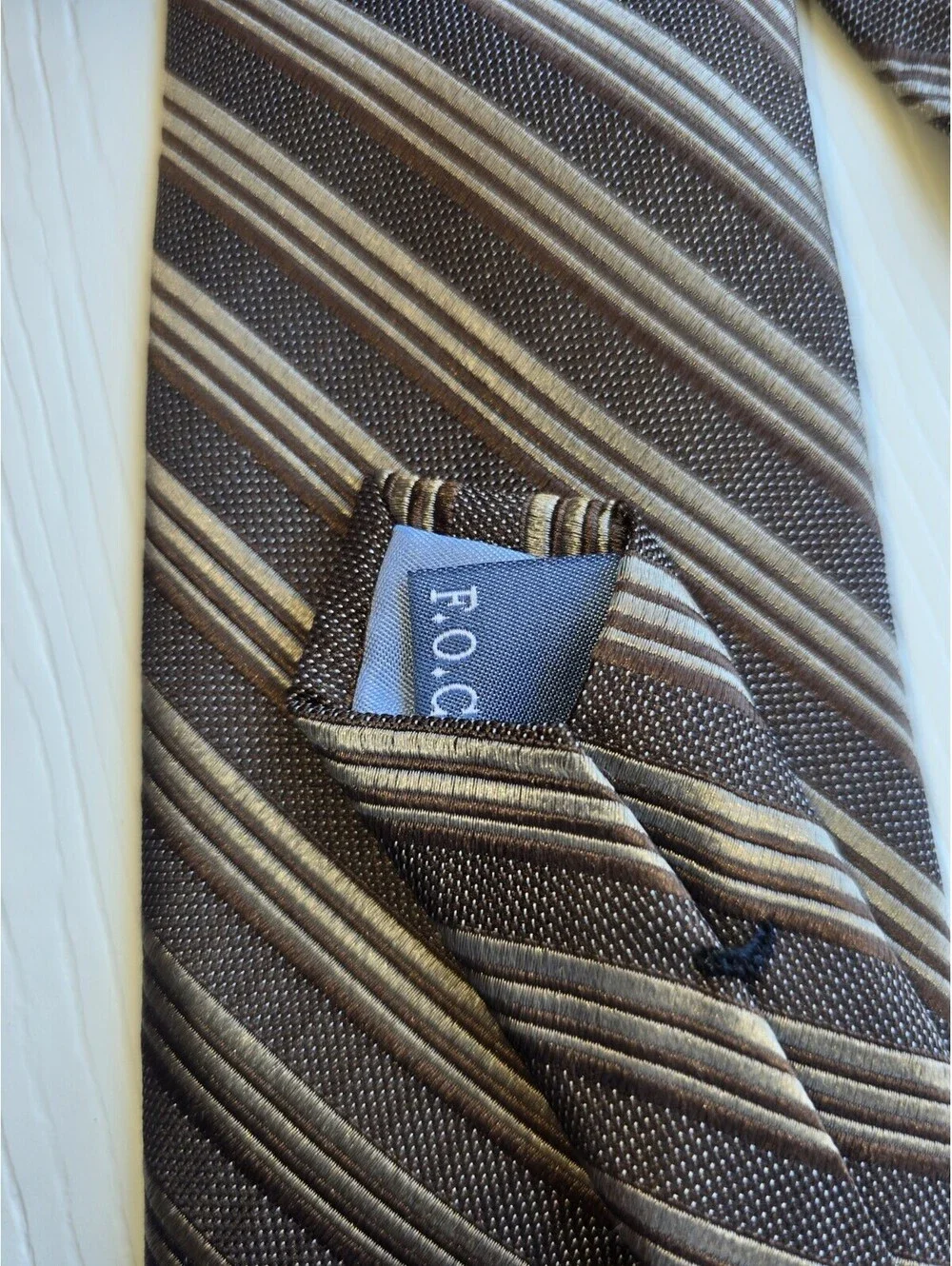 Forsyth F.O.G. Brown Striped Silk Necktie Classic Men's Tie